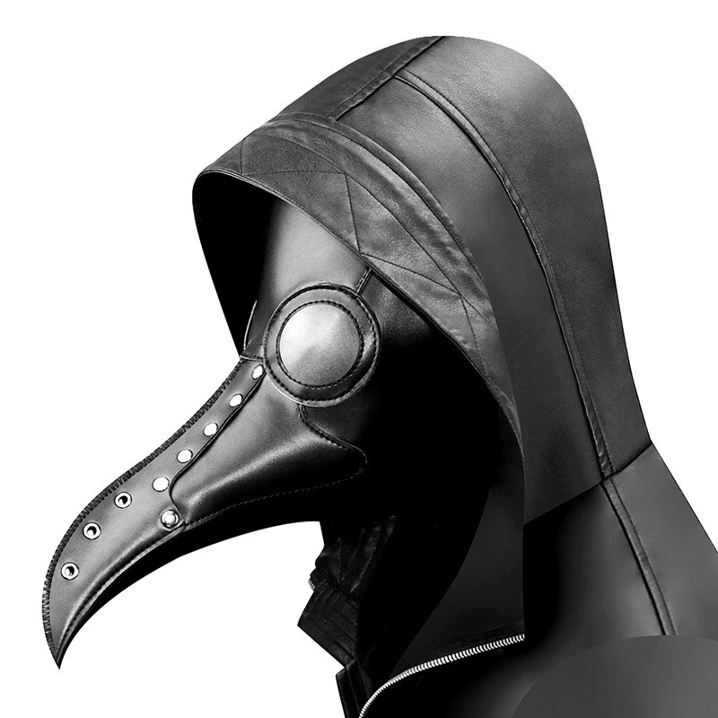 

Halloween Steampunk Plague Bird Beak Cosmask Plague Doctor Mask Leather In Black Beak Mask Halloween Mask PU Birds Cosplay