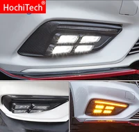 2pcs led daytime running light for mg mg6 2017 2018 2019 white and yellow turn signal function 12v car drl fog lamp decoration