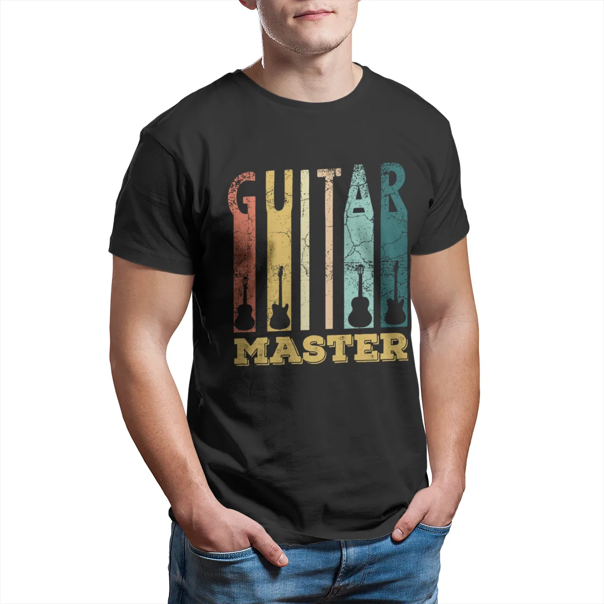 

guitar master retro vintage guitarist Oversized US Size 100% Casual loose Cotton Harajuku style T-Shirts 137084