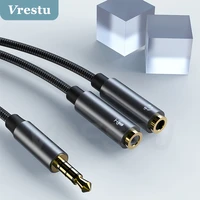 2 in 1 3 5mm jack mic headset y splitter adapter 2 microphone audio cable 4pole male to dual female hd headphone extension cord
