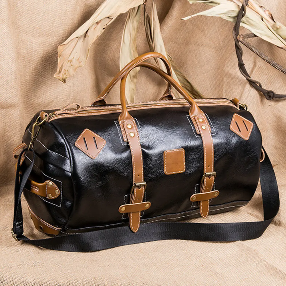 Мужская Дорожная сумка из ПУ кожи модная вместительная сумочка для путешествий в