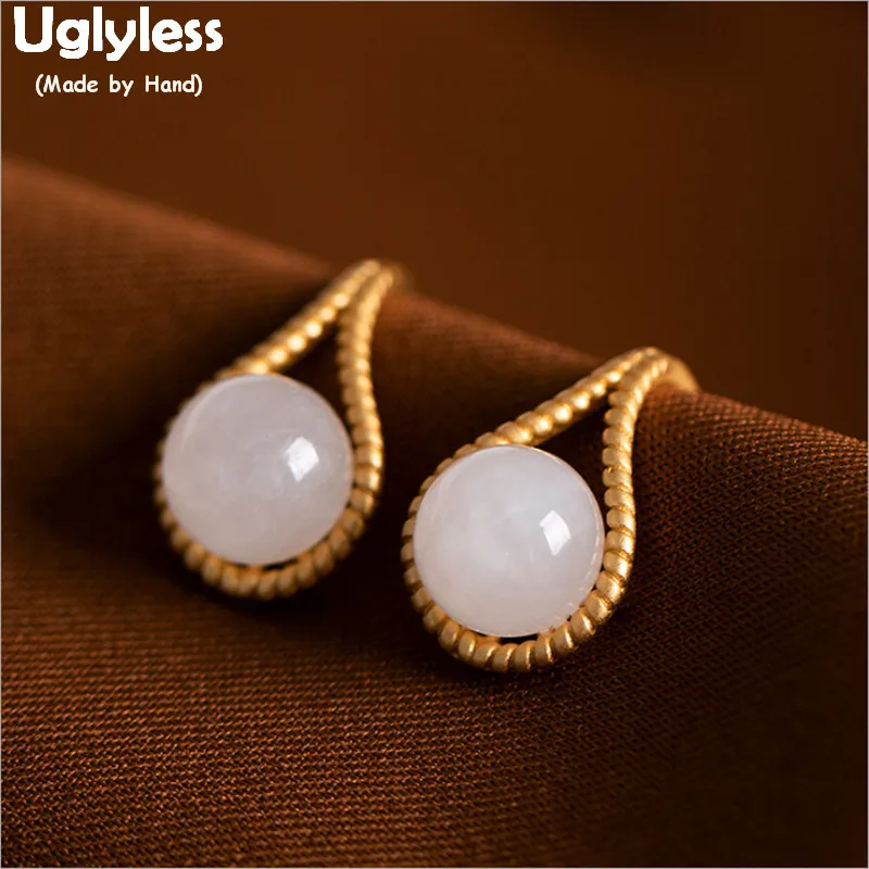 Uglyless полые капли воды Серьги с драгоценными камнями для женщин натуральные