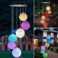 garden yard color changing solar power wind chime light crystal ball hummingbird butterfly waterproof outdoor windchime light
