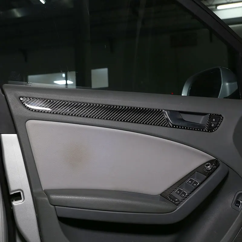 

4 Pcs Soft Carbon Fiber Car Interior Door Decorative Panel Sticker For Audi A4L/A5 2009-2016 Accessories