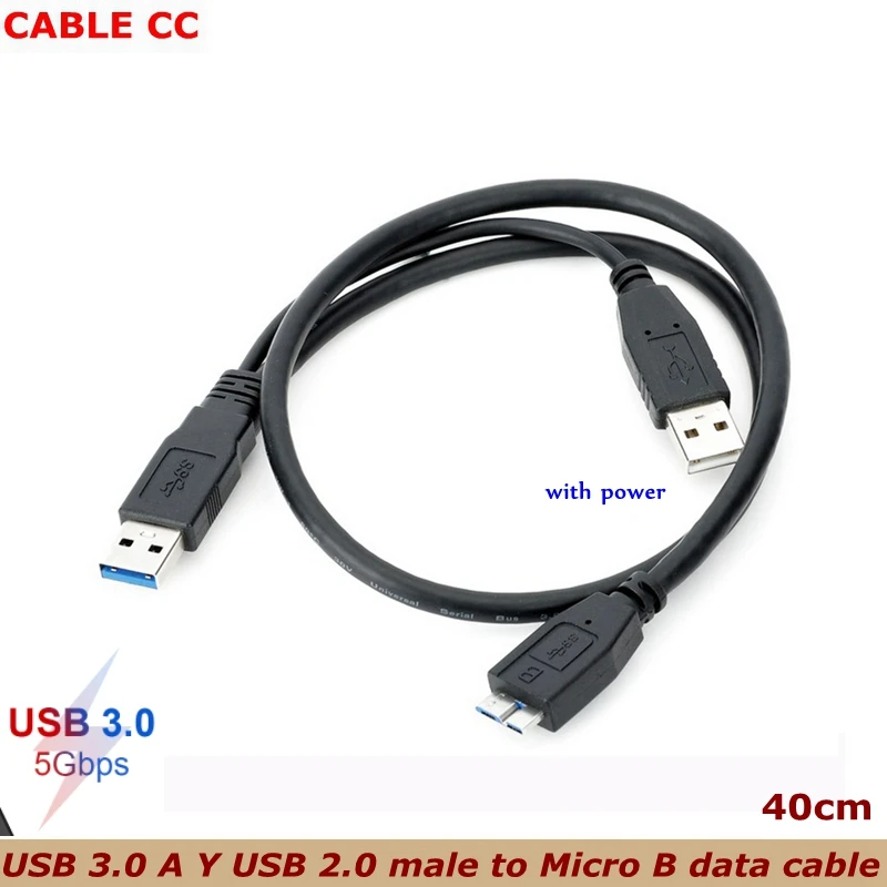 

New USB 3.0 A Y USB 2.0 male to Micro B data cable, with power supply for mobile hard disk, mobile hard disk SSD cable adapter