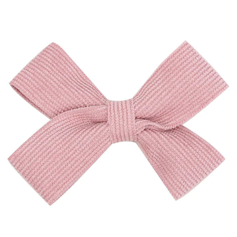 ncmama 2pcs/lot Solid Striped Corduroy Hair Clips 3'' Girls Kids Cross Knot Velvet Hair Bows Princess Hairpins Hair Accessories