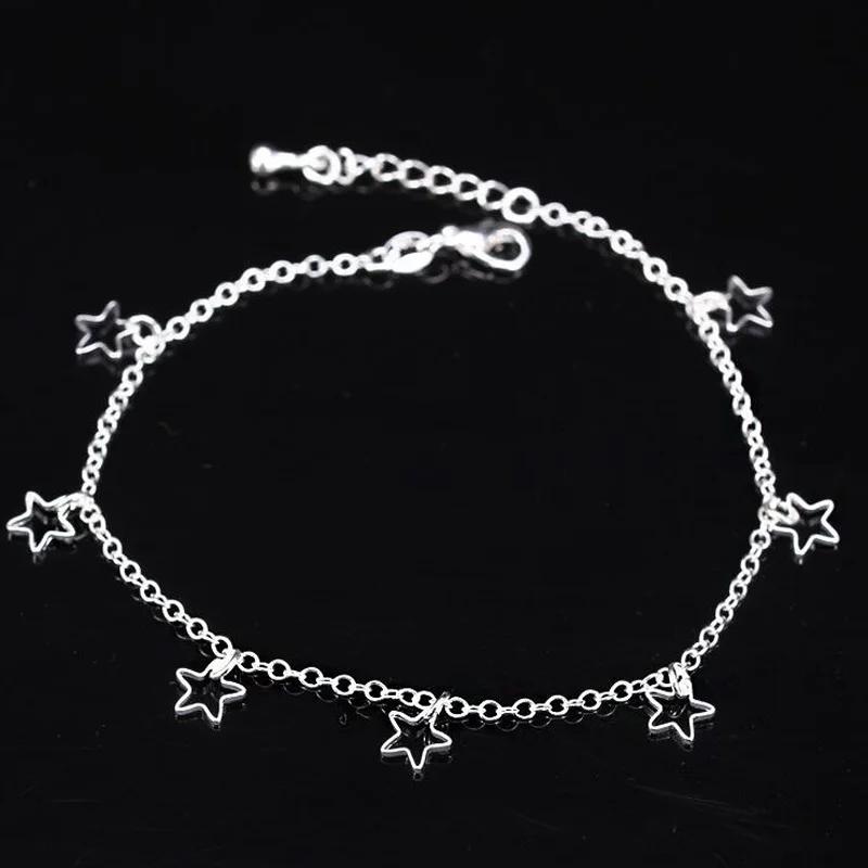 Горячая Распродажа перфорацией в виде звезд анклет (браслет на ногу 925 Серебряная