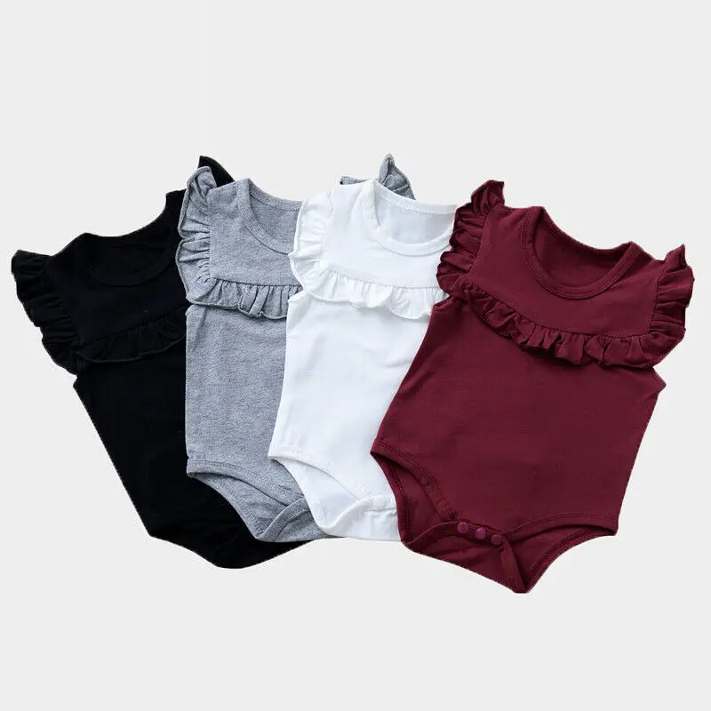 Летняя одежда для малышей Одежда новорожденных девочек Комбинезон без рукавов с