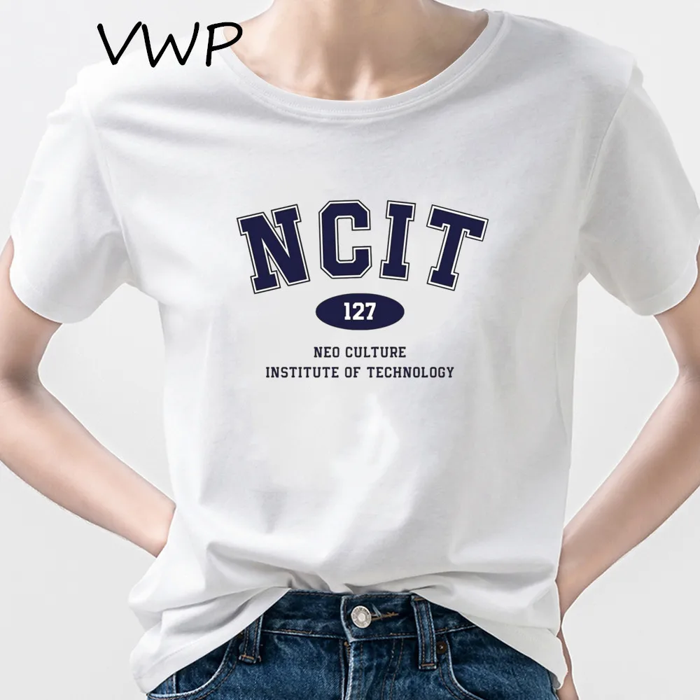 

Футболка женская с принтом букв и трафарета, в Корейском стиле, 127