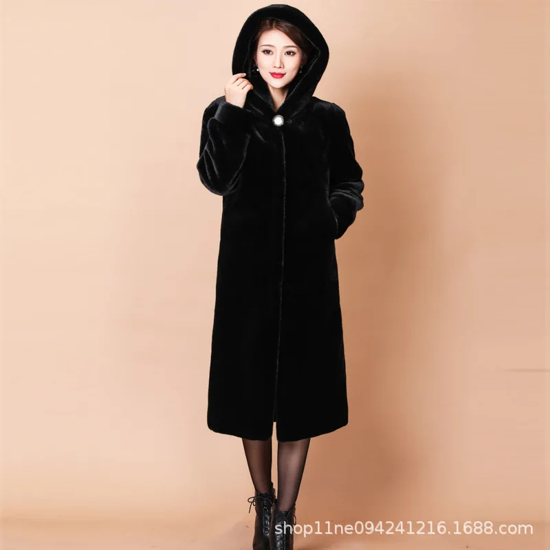 Real Mink Coat Hooded Women Natural Fur Mink Long Coats Winter Jacket With Hood 2021 Fashion Long Sleeve Fur Mink Coat Big Size