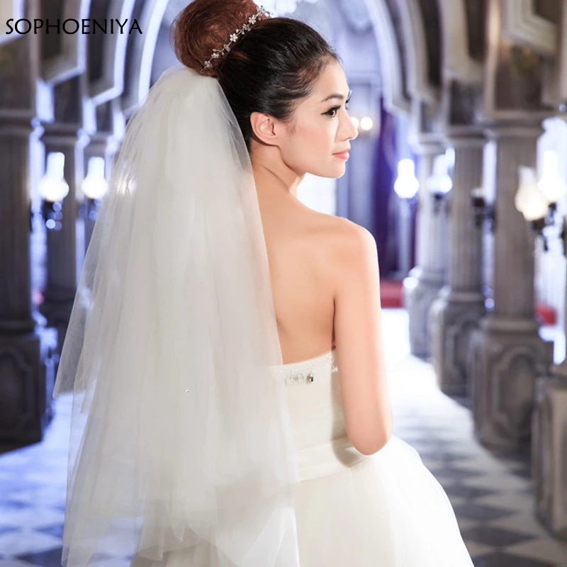

New Arrival 4 Layers Wedding Veil White Ivory Champagne Voile mariage Casamento Bridal Veil Cheap wedding accessories Matrimonio