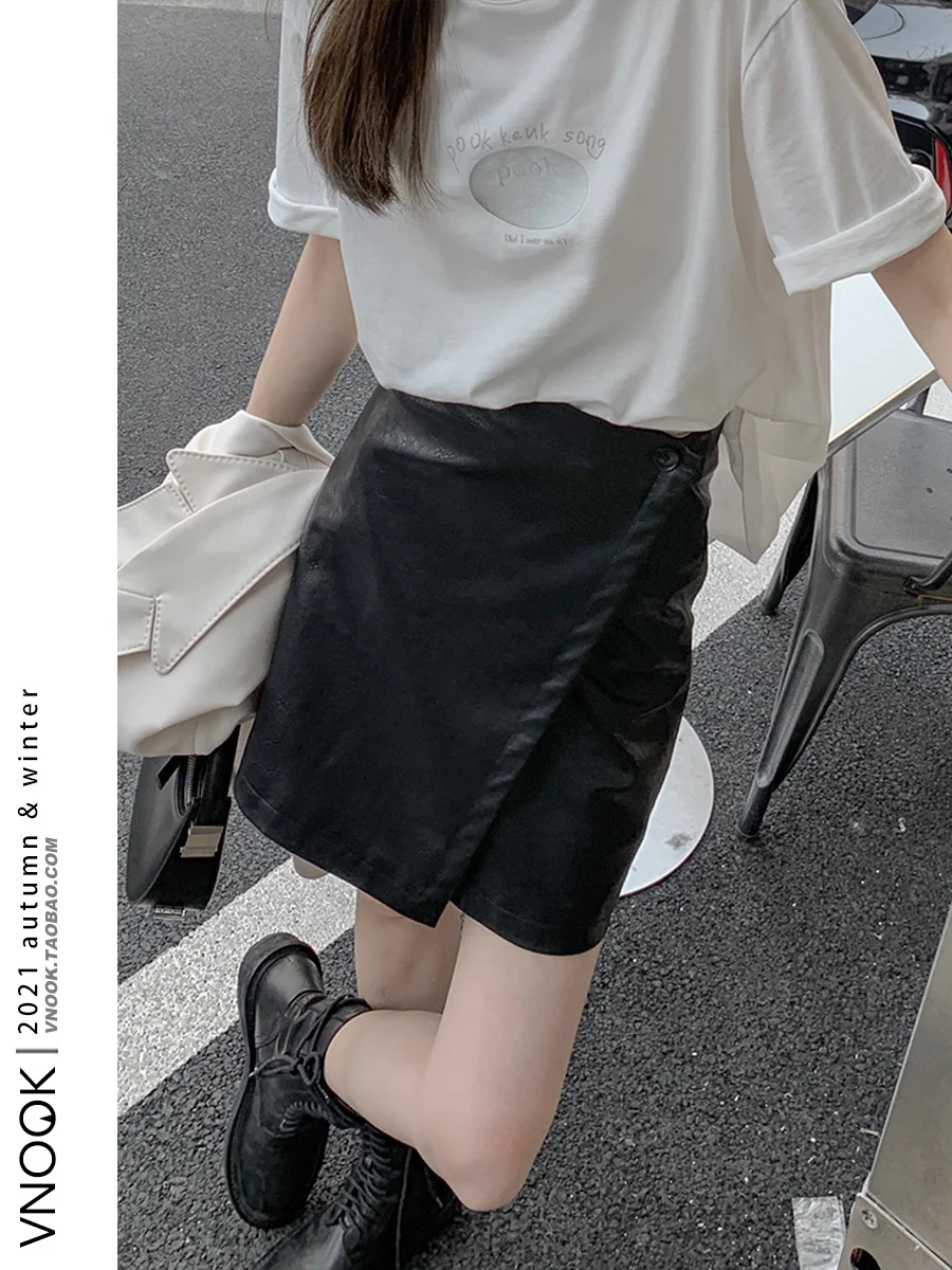Hip Wrap Skirt Spring 2021 New Fashion Small Leather Slim High Waist Short | Женская одежда