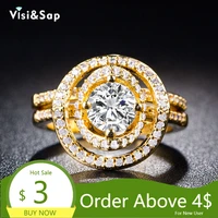 visisap luxury icedout gold color aaa zircon couple rings set for women couple men ring wholesale fashion jewelry supplier b769