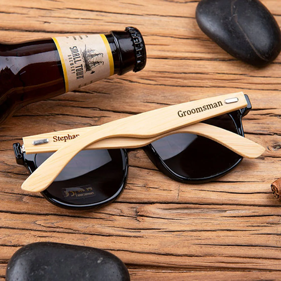 

Personalized sunglasses, wooden glasses with lettering, best man gifts, men's wedding DIY gifts, customizable glasses and boxes.