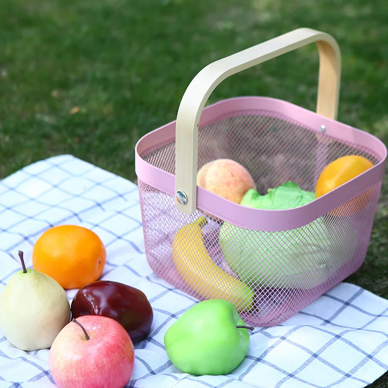 

Kitchen Utensils Portable Vegetable Washing Drain Basket Square Thickened Storage Basket Household Stainless Steel Fruit Basket