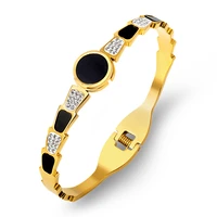 2021 crystal cz zircon charm beads roman numerals wristband bangles for fashion zirconia big black stone womens bangles jewelry
