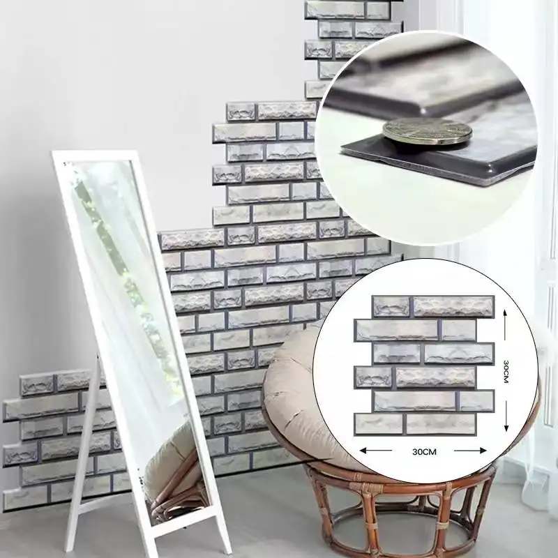 

5/10 Pcs Wall Tile Sticker Self-Adhesive Vinyl Wallpaper Backsplash Of Kitchen Bathroom Decoration Wall Peel and Stick Wall Tile