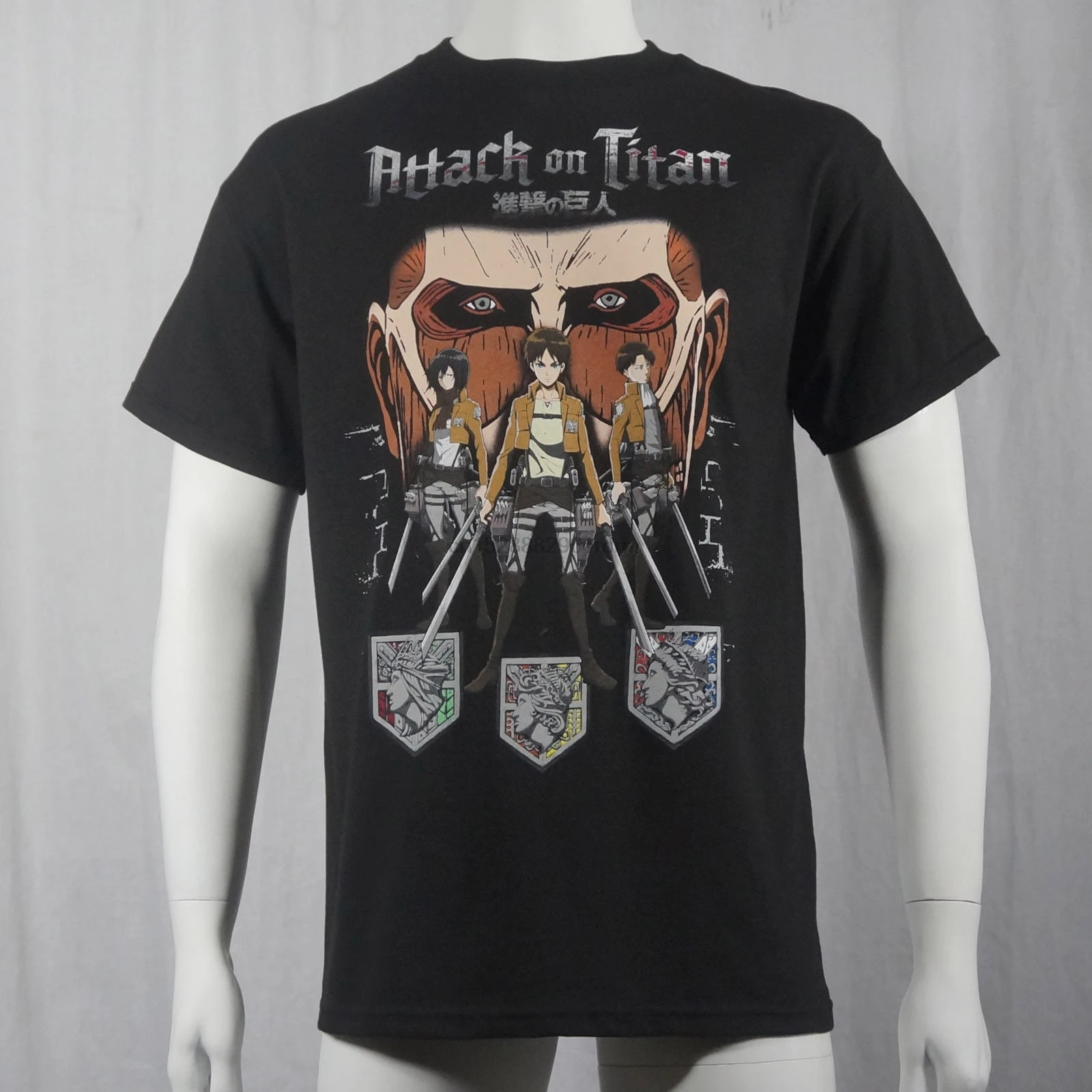 Аутентичные атака на Титанов в тенях логотип Футболка со щитом s m l xl 2XL Аниме