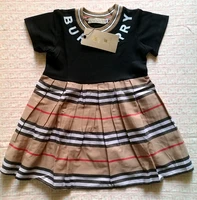 new arrival 2022 summer fashion england kids girls clothes dress striped style cotton ruched patchwork baby girl princess dress