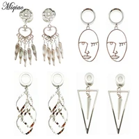 miqiao 2pcs stainless steel face dangle ear plugs tunnel drop tassel body piercing jewelry