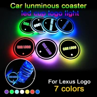 2pcs led car cup holder coaster for lexus logo light for gs300 is250 nx rx330 ct200h is250 rx300 ux rx350 lx470 accessorie