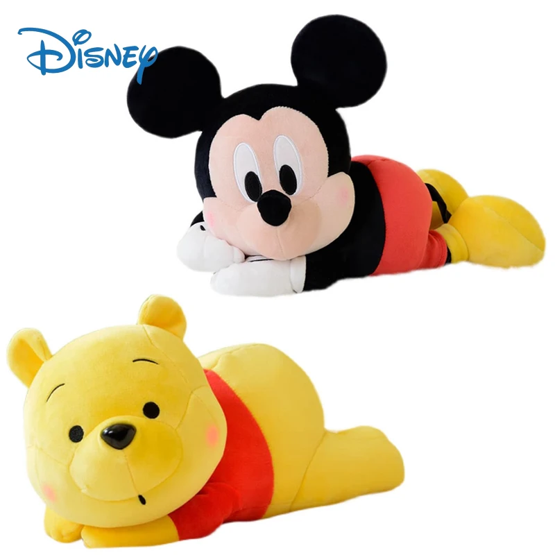 

New Disney Genuine Mickey Mouse Lying Plush Toys Kawaii Winnie Anime Action Figure Stuffed Dolls Decor Kids Toys Gifts for Girls