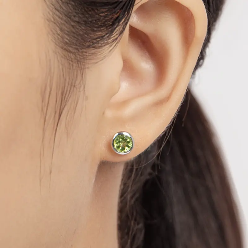 

Jazaz 100% Fine 925 Sterling Silver Peridot Stud Earrings Women Luxury Wedding Engagement Party Gift Women Lady Wholesale B0658