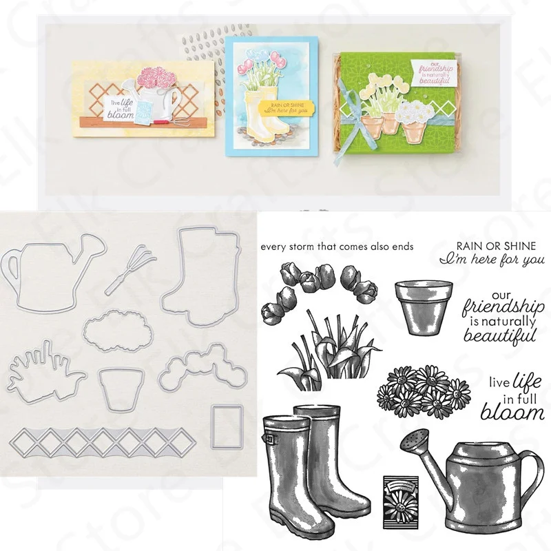 

RAIN BOOTS Pattern Metal Cutting Dies and Clear Stamps For Diary Decoration Making Greeting Card Scrapbooking 2022 New Arrival