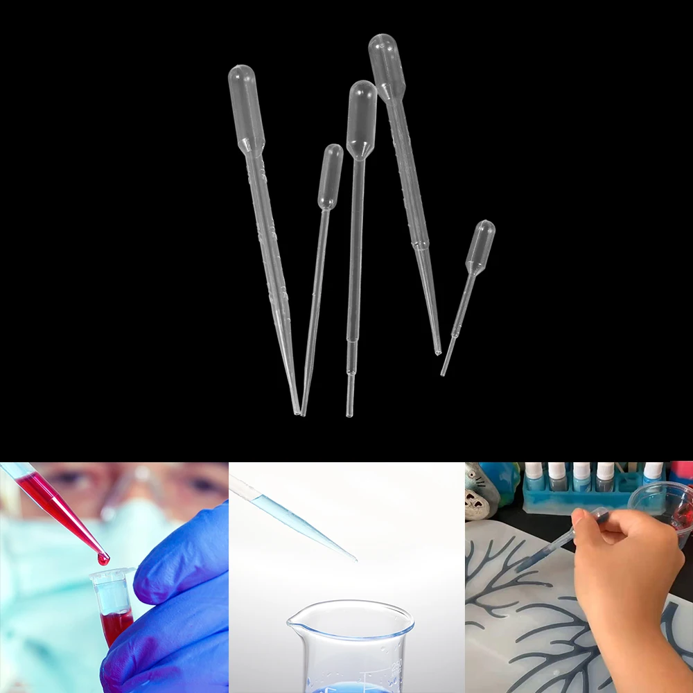 20/50/100/150/200Pcs 0.2/0.5/1/2/3ML Disposable Plastic Eye Dropper Transfer Graduated Pipettes Office Lab Experiment Supplies