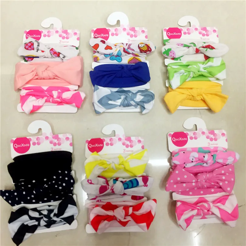 Модная Детская повязка на голову 3 шт./компл. Мягкая для волос с бантом и цветком