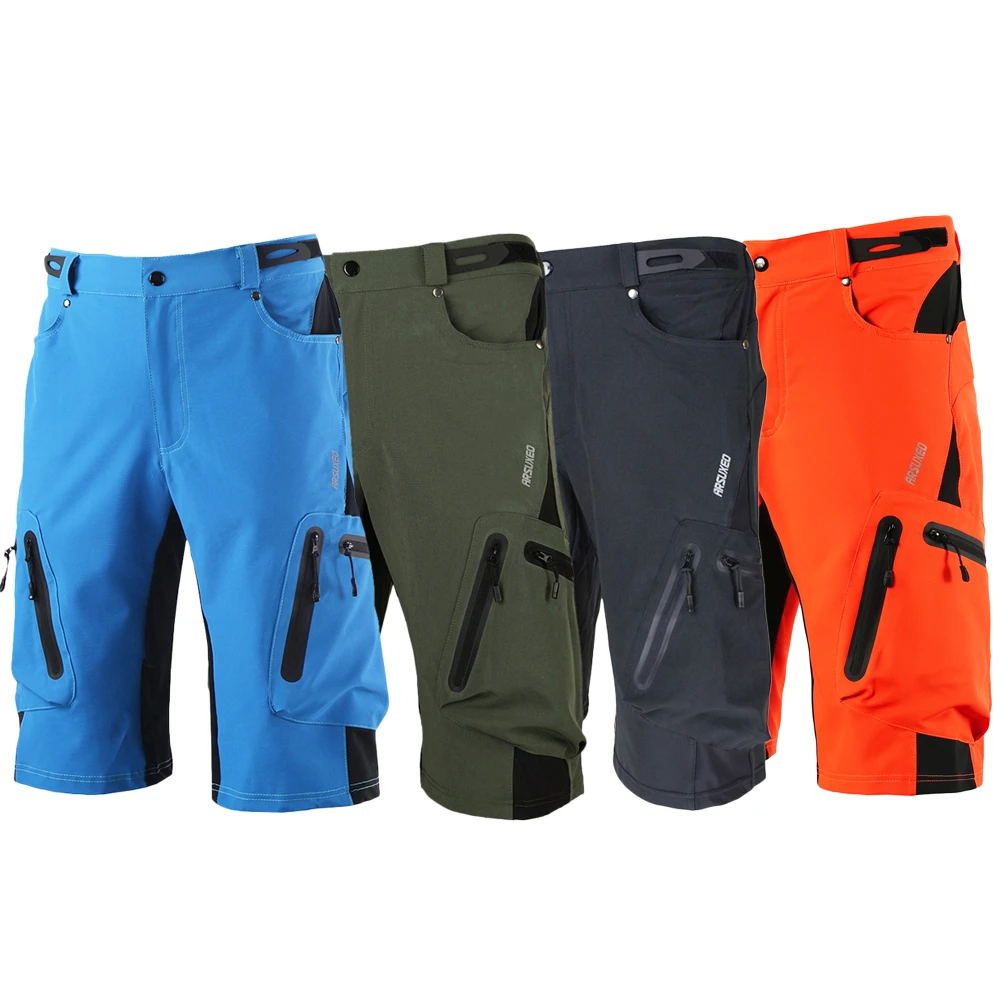 

New Men Padded Baggy Cycling Shorts Reflective MTB Mountain Bike Shorts Bicycle Riding Trousers Water Resistant Loose Fit Shorts