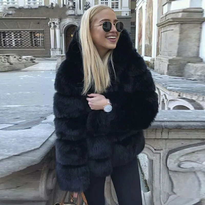 

Faux Fur Coat Winter Women Fall 2021 Plus Size Full Casual O-Neck Jackets Teddy Parkas Bomber Fluffy Top Russian Warm Ponchos