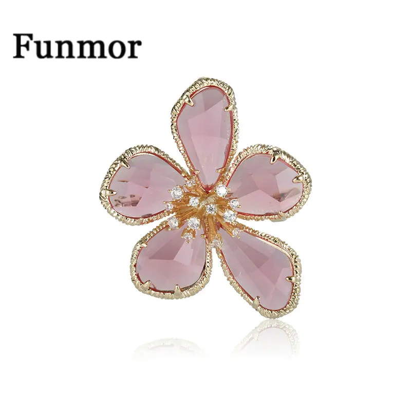 Funmor роскошный медный цветок брошь кубический циркон корсаж для женщин девочек