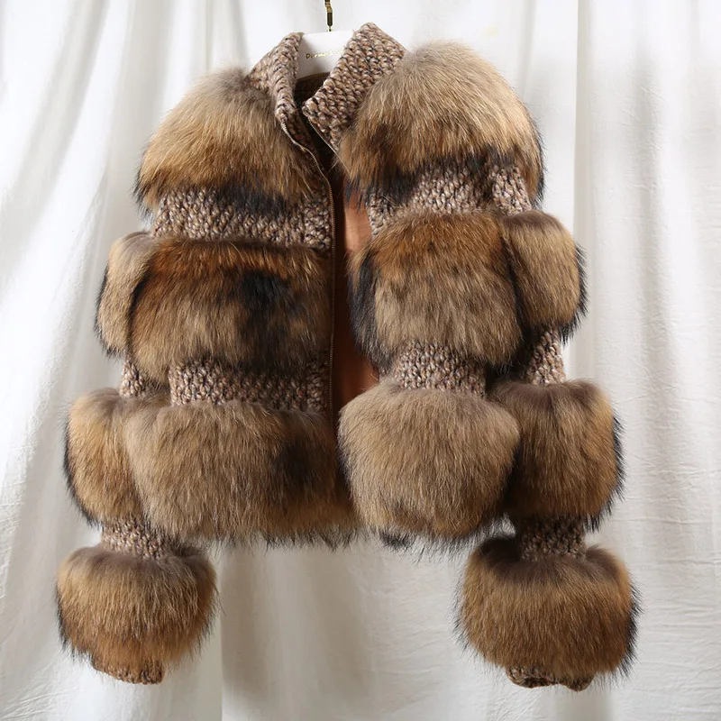 Женское пальто из натурального Лисьего меха с круглым вырезом теплая Женская