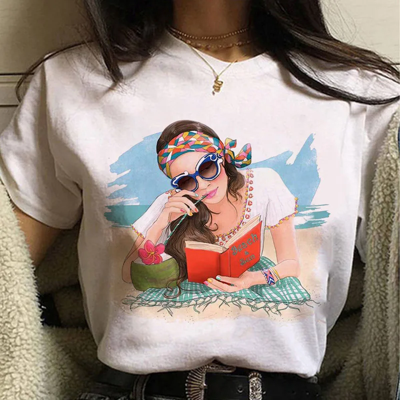 

2021 New Summer Fashion Tshirt Fashion woman print T-shirt Summer Short Sleeve White Round Neck Female Tee Shirts