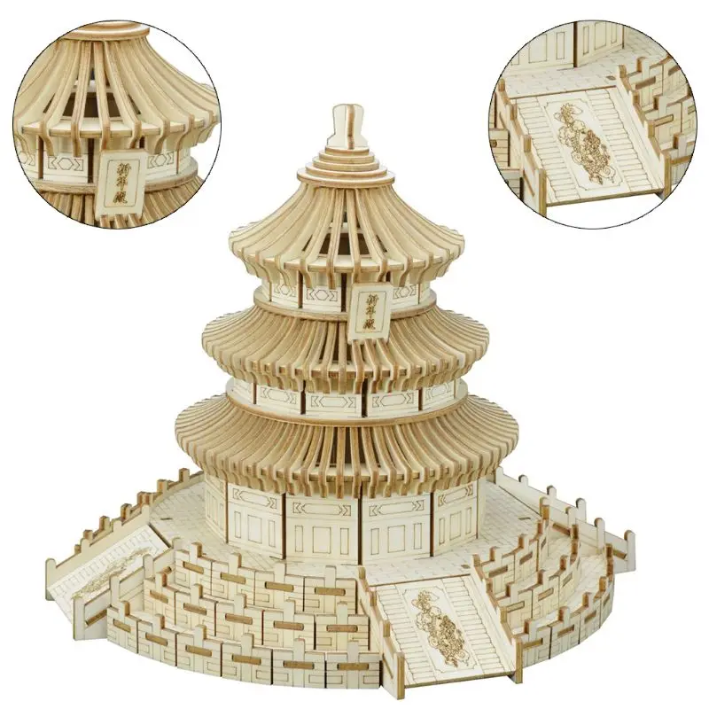 3D деревянная головоломка Сделай Сам Пекинский Храм Неба украшение обучающая