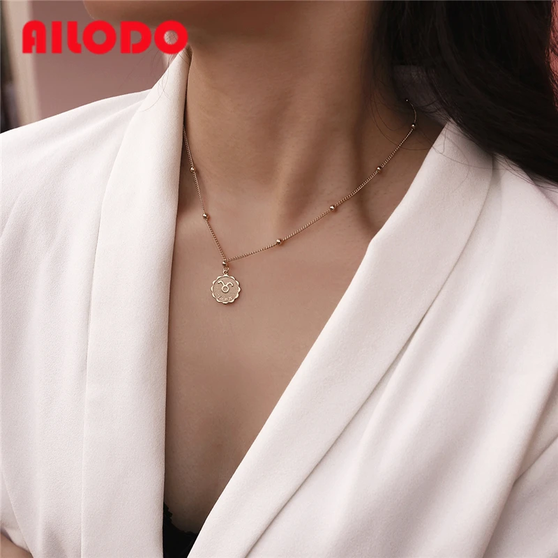 Ожерелье Ailodo с 12 знаками Зодиака для женщин Овен Лев созвездий монета ювелирные