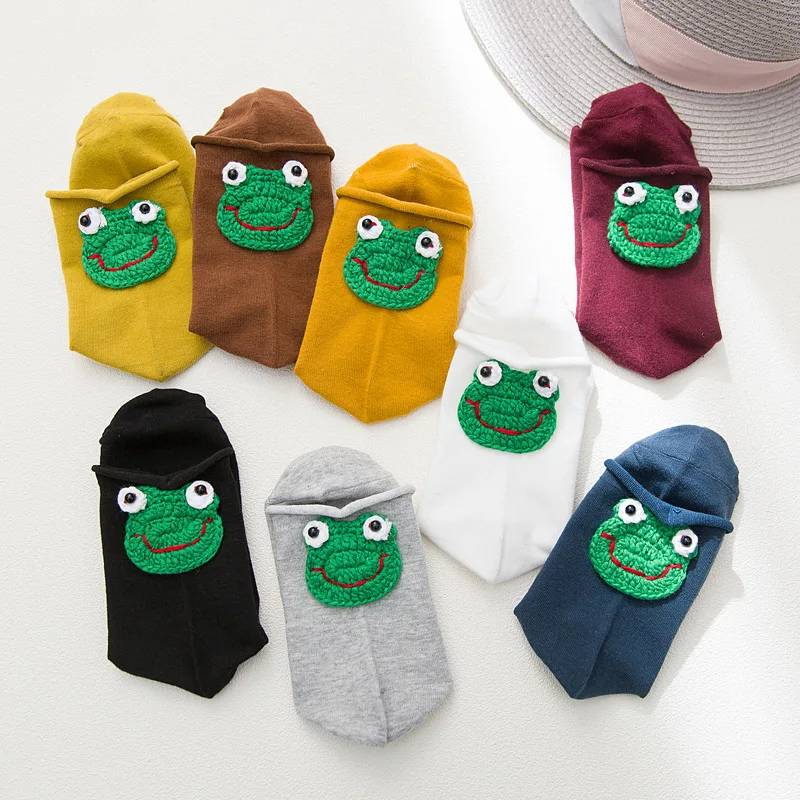 Модные с рисунками героев из мультфильмов рисунок лягушки милые короткие носки