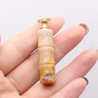 natural stone perfume bottle pendant coral jade bamboo shaped pendant for jewelry making charms diy necklace accessory