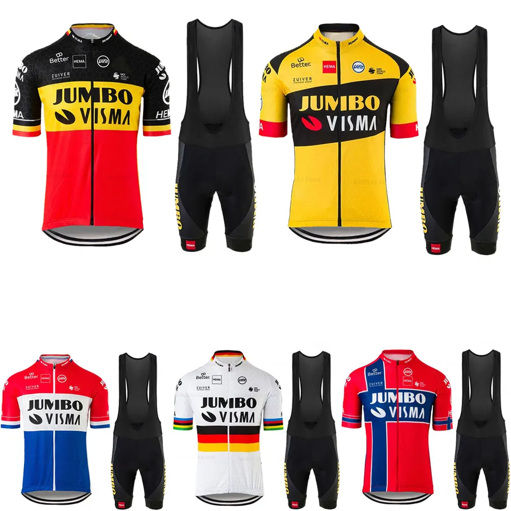 

JUMBO VISMA Team Cycling Clothes 2021 Men's Summer Cycling Bib Shorts Jersey Kit MTB Bicycle Racing Maillot Ciclismo Cycling Set