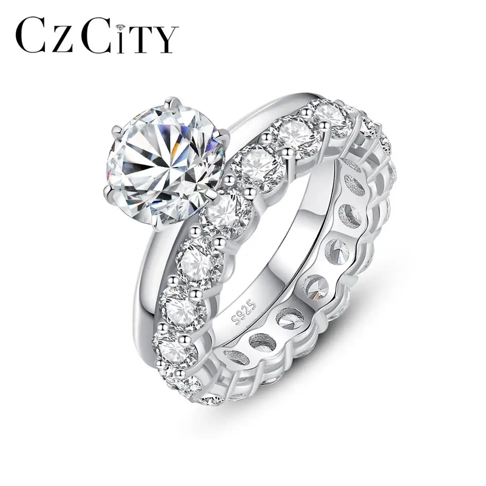 CZCITY 2ct-Moissanite-Diamond кольца для женщин обручальные пары Классический 925