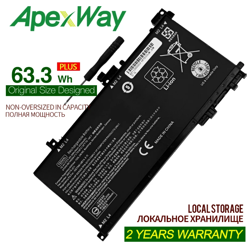

Аккумулятор ApexWay TE04XL для ноутбука HP OMEN 15-AX200 15- AX218TX 15-AX210TX 15-BC200 HSTNN-DB7T 905277-855 15-AX235NF 15-AX202N