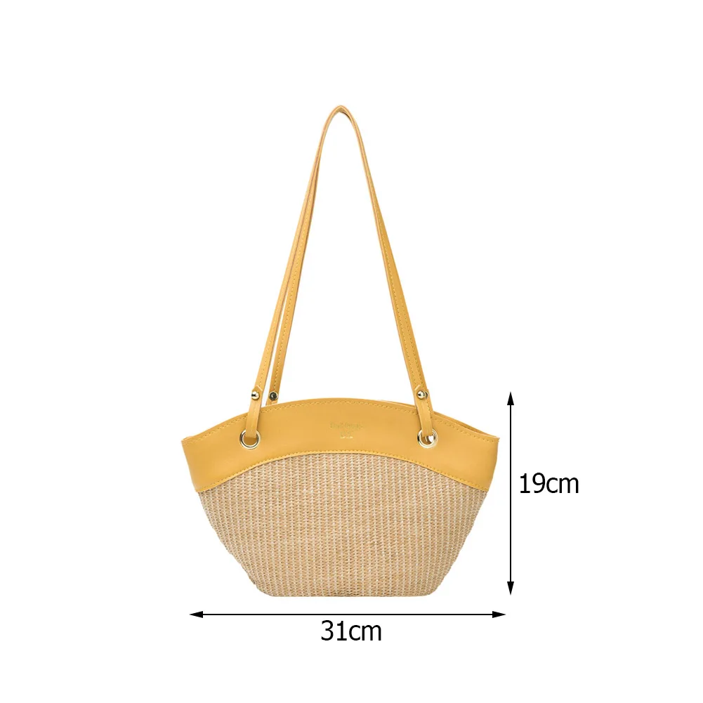 

Fashion Women PU Leather Woven Patchwork Contrast Color Shoulder Shopping Bag Casual Ladies Large Capacity Tote Handbags
