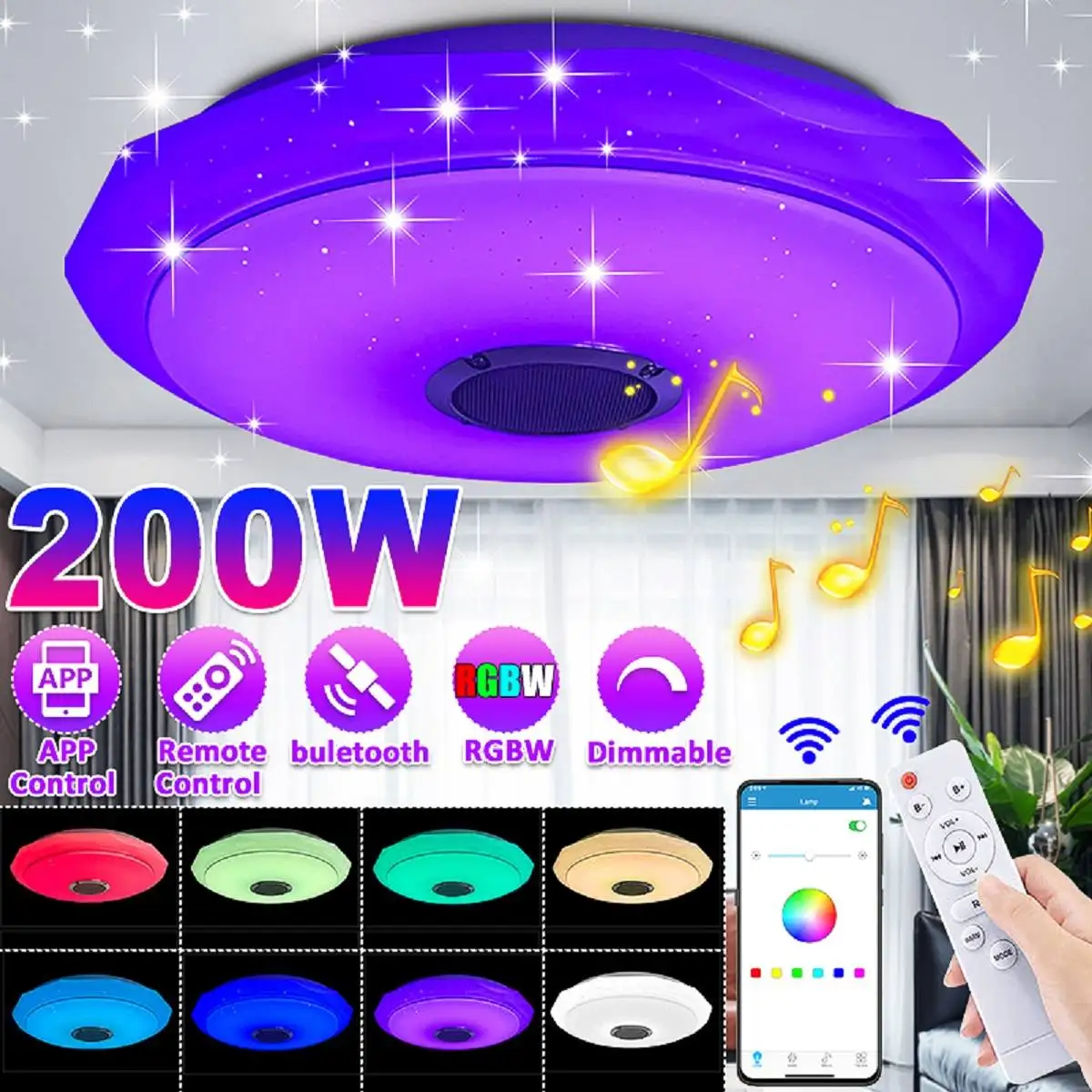 

200 Вт современный RGB светодиодный потолочный светильник, домашнее освещение, приложение ing, Wi-Fi, bluetooth, музыкальный светильник, лампа для спал...