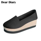 Туфли женские на танкетке 8 см, Вулканизированная подошва, повседневные сетчатые, с круглым носком, высокий каблук, обувь для отдыха