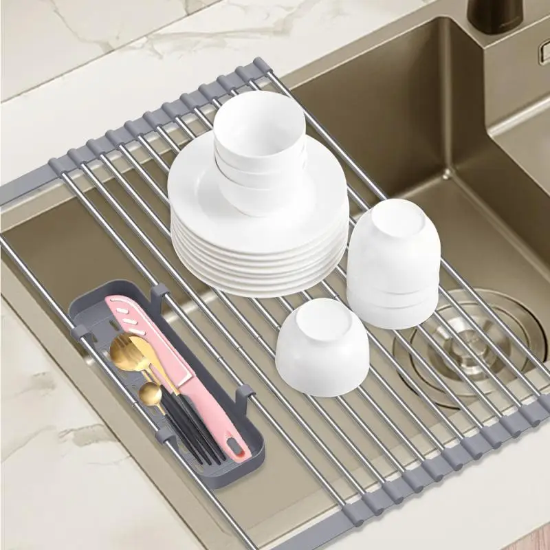 

Foldable Dish Drying Rack Drainer Shelf Drain Tray Folding Sink Organizer Storage Home Kitchen Accessories Bathroom Supplies