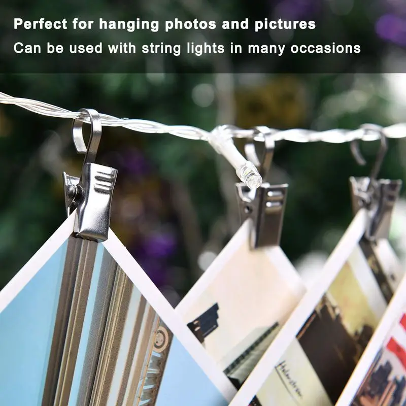 100 упаковка нержавеющая сталь Сверхмощный зажим для душевой занавески с крючками