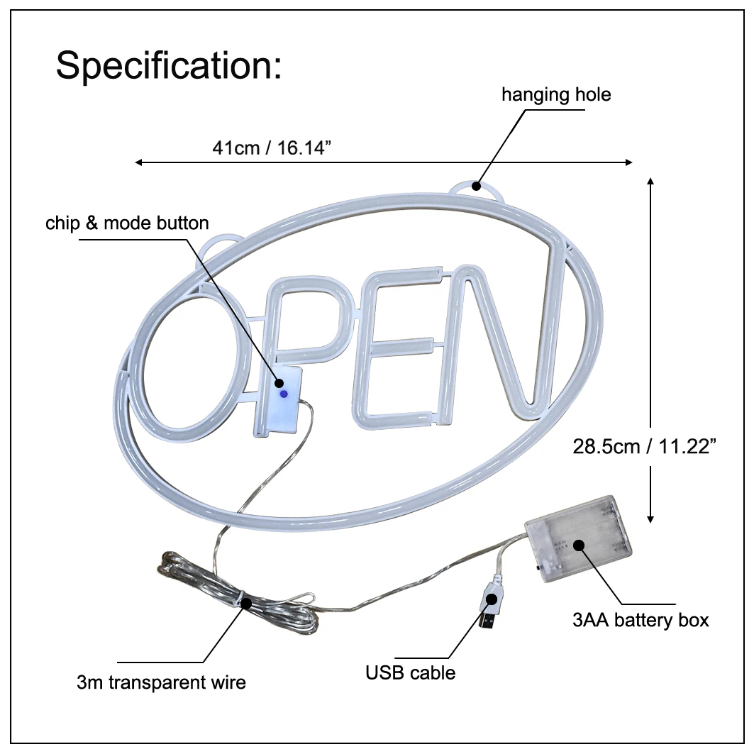 Светодиодная неоновая вывеска OPEN декоративная светодиодная светящаяся буква