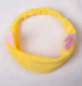 Yellow Милая повязка на голову с кошачьими ушками, повязка на голову, тюрбан для спа-ванны, эластичная повязка для волос, заколки, аксессуары для волос, инструмент для макияжа - Цвет: Yellow