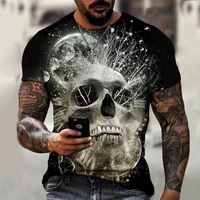horror skull spoof blood fingerprint print t shirt mens street fashion retro trend short sleeve t shirt sexy designer top